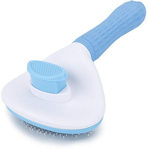Depets Self Cleaning Slicker Brush, Dog Cat Bunny Pet Grooming Shedding Brush - Easy to Remove Loose Undercoat, Pet Massaging Tool Suitable for Pets with Long or Short Hair