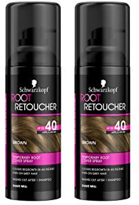 Schwarzkopf Root Retoucher, sofortiges temporäres Haarfärbespray für brünettes Nachwachsen, Braun Duo Box