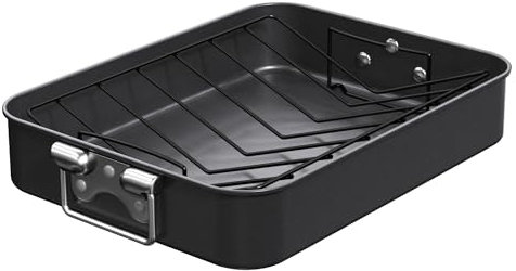 CHEFMADE Large Roasting Pan, 16-Inch Turkey Roasting Pan with V Rack, Nonstick Baking Pan for Lasagna Vegetable and Meat 16.3 x 12.52 x 3.11