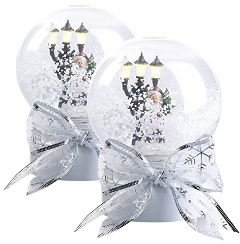 infactory Schneekugel: 2er-Set Schneekugeln mit singendem Weihnachtsmann, LED-Laterne (Schneekugel Weihnachten, LED, klein)