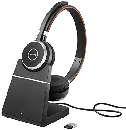 Jabra Evolve 65 SE Wireless Mono Bluetooth Headset with Noise-Cancelling Microphone, Long-Lasting Battery and Charging Stand - UC Certified for Zoom, Unify and other leading platforms - Black
