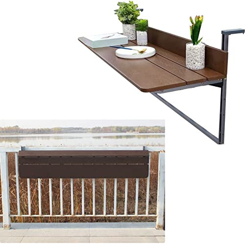 WXZX Outdoor-Tisch Hängetisch,Balkontisch Klappbar, Balkonhängetisch Geländer Verstellbar Metall Klapptisch Wandklapptisch, Für Kaffeetisch Terrasse Camping Gartentisch (Farbe : Curry)