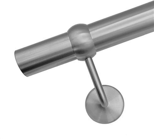 Wandhandlauf mit Handlaufträger aus Edelstahl V2A, 0,5-2 m, Handlaufträger mit Kugelringen (200 cm)
