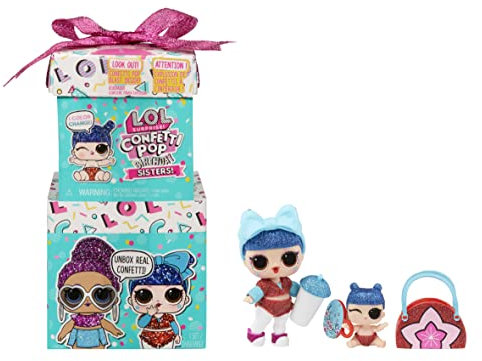 L.O.L. Surprise! Confetti Pop Birthday Sisters - Edición Limitada de Muñecas Coleccionables Lil Sister con 10 Sorpresas en Caja Regalo - Incluye Ropa y Accesorios - Regalo para Niñas de 4+ Años