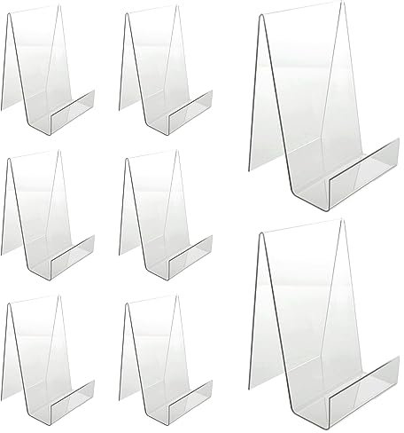 YAYODS 8 Pcs Clear Acrylic Book Display, Transparent Acrylic Stand for Craft Fairs, Notebooks, Picture Albums, Menu, Magazine