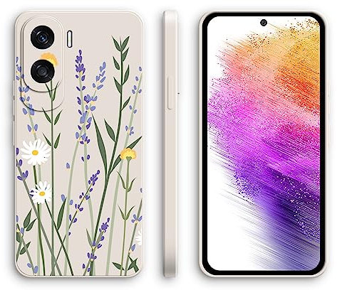 XINYEXIN Silicone Case for Honor 90 Lite 5G with Cute Pattern Slip Resistant Slim Fit Shockproof Protective Phone Case Cover - Lavender, White