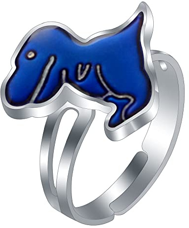 GAUEIOUR Mood Rings, Adjustable Dinosaur Color Changing Ring, Cartoon Dinosaur Alloy Ring, Temperature Changing Emotional Opening Jewelry, Jewelry Gifts for Boys and Girls