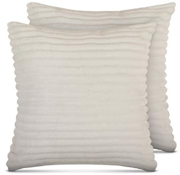 Bestlivings Sofakissen 50x50cm (2er Pack/Creme) Cord Optik - Kuschelig weicher Bezug mit Reißverschluss - Kissen - Öko Tex - Sofakissen, Dekokissen