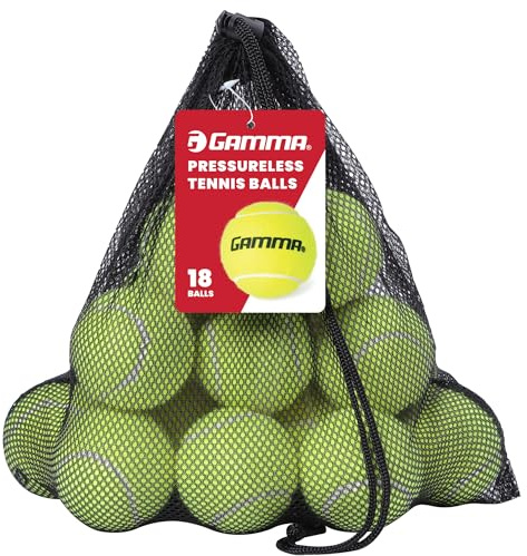 Gamma Pressureless Tennis Balls for Tennis Practice and Lessons, Longer-Term Durability and More Bounce Than Standard Tennis Balls, Yellow, Bag of 18