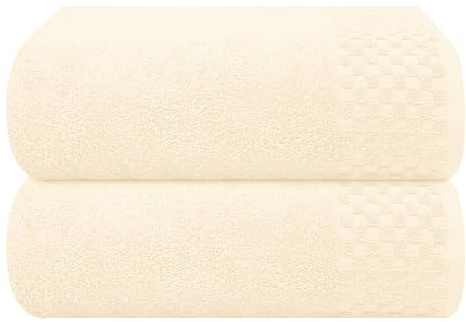 MyOwn Baumwolle 2er-Pack übergroße Badetuch-Set 70 x 140 cm, große Badetücher, Ultra saugfähig, kompakt, schnell trocknend und leicht, elfenbeinfarben