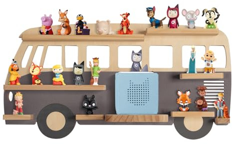 Todeco Étagère Magnétique Murale, pour Tonie Box et Tonies, Bus Gris