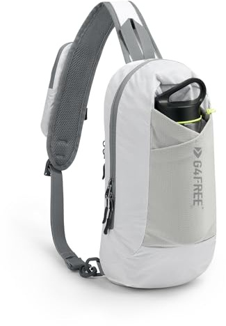G4Free Axelväska RFID-blockerande Crossbody ryggsäck med framficka vandring dagväska bröstväska för kvinnor män, Vitt
