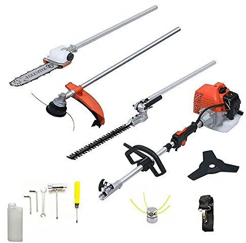Decespugliatore Tagliaerba A Scoppio Benzina 52 cc Multifunzione 4 in 1 Tagliasiepi Troncarami Tagliabordi Motosega Professionale Potatura Giardinaggio (Despugliatore + Cintura Occhiali Cuffie)