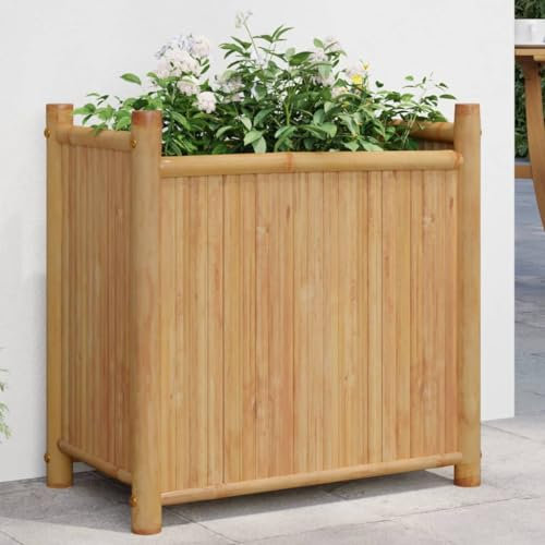 LAPOOH Pflanzkübel 50x30x50 cm Bambus, Blumentopf Gross, Blumenkasten Balkon, übertopf, Pflanzkasten, Flowerpot, Kräuterbeet Für Die Küche, Vertikalbeet - 366462