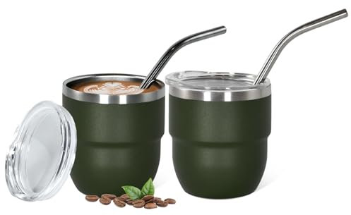 CHLJAR Espresso Cups, 4oz Insulated Espresso Cup Set of 2, Espresso Shot Cups, Stainless Steel Espresso Glasses, Stackable Mini Tumbler, Small Cup for Coffee