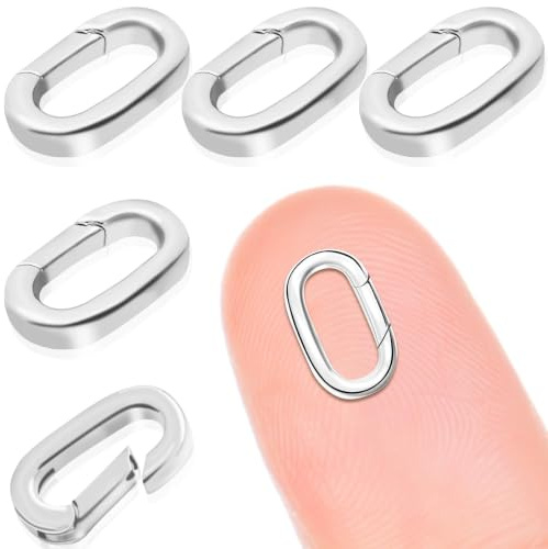 5 Stück Ovaler Karabinerverschluss für Halsketten Federverschlüsse aus Edelstahl Armband Verschlüsse Schlüsselanhänger Verschlussverschlüsse Halsketten Clips Verkürzer für Schmuckherstellung (S)
