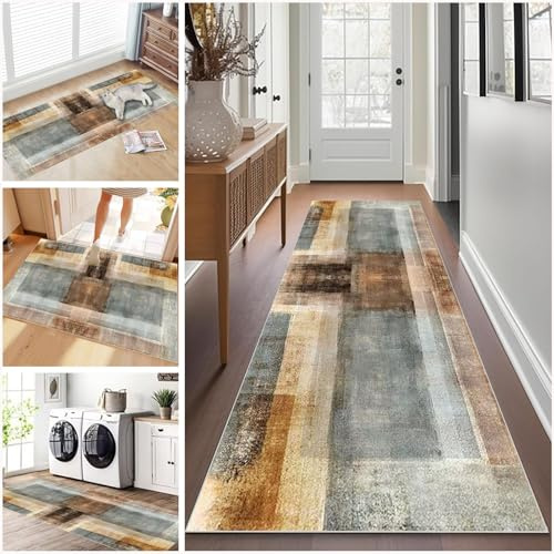 70 x 140 cm, Teppichläufer Flur, Küchenläufer Flurteppich Flurläufer Küchenteppich, Lang Waschbar Küche Teppich läufer, Kurzflor Korridor Teppich Läufer für Eingang Flur Schlafzimmer Wohnzimmer