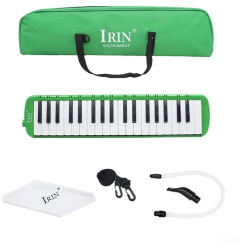 Melodica im Klavierstil mit 37 Tasten, exquisite Verarbeitung, tragbare Tasche (grün)