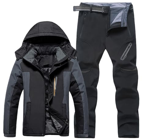 Schneeanzug Herren Zweiteilig - Skianzug Herren 2 Teilig Set XXl Skijacke + Hose Wasserdicht Atmungsaktiv Winddich Skianzug Set Schneejacke Schneehose Thermoanzug Skikleidung Snowboarden Skisuit