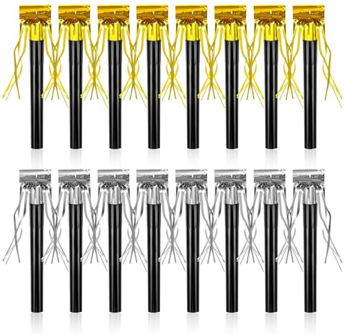 48Pcs Happy New Year Noise Makers, Gold and Silver Metallic Fringed Party Blowers New Years Noisemakers Blowouts Whistles for Birthday Baby Shower Christmas New Years Eve Party Supplies