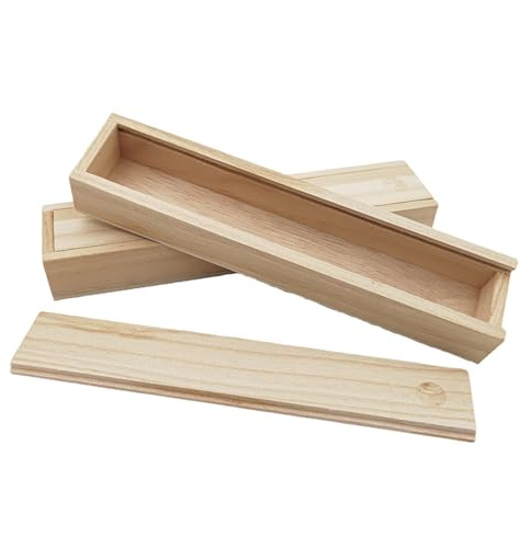 Anktily Aufbewahrungsbox aus unlackiertem Holz mit Schiebedeckel, blanko, Naturholz, Behälter für Schmuck, Bastelarbeiten, Hobbys (23 x 5 x 3 cm), 2 Stück