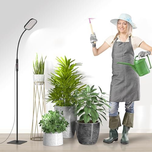 Mojimdo Lampada per Piante 336 LED, Spettro Completo 24W, 5 Livelli di Luminosità, 3 Altezze Regolabili, Collo Flessibile a 360°, Timer, Ideale per Piante da Interno