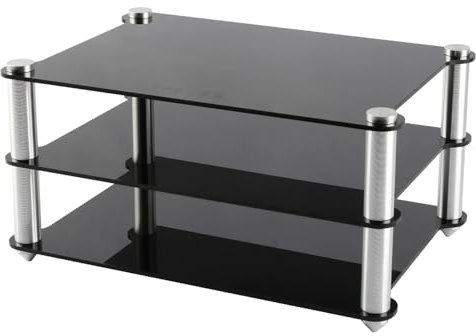 Supporto multimediale AV a 4 Livelli, Torre Rack Audio Dio Trasparente, mobiletto per Giradischi in Acrilico, mobiletto Stereo con scaffalatura audiovisiva, Centro di intrattenimento angolar