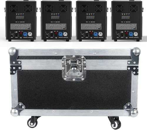 FODEXAZY Nouvelle Version 1000W Machines Pyrotechniques, Télécommande sans fil Machine à étincelles Froides pour Mariage DJ Soirées, 4pcs avec Flightcase