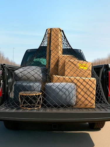 GROWNEER Car Truck Cargo Net, Highly Elastic Stretchable Mesh Organizer for Pickup Truck Bed, Suitable for Daily Light Loads, 4'x4' Expands to 7'x7' (Single Layer)