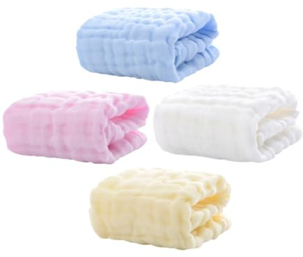 Toyvian 4 Stück Teiliges Waschlappen Baumwolle Mehrlagige Muslin Tücher für Neugeborene Praktische Spucktücher für Babypflege