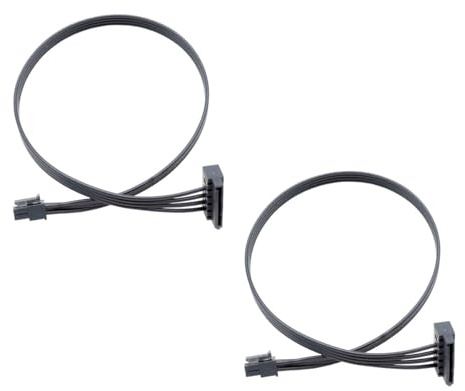 Orivin 2-pack 40 cm mini 4-stifts till dubbel 15-stifts SATA-strömsplitter, rätvinklig ATX-adapter för hårddisk/SSD