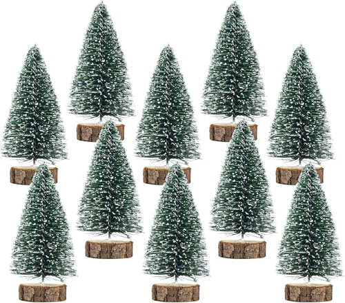 FALSKT 10PCS Alberelli di Natale Piccoli 10cm Mini Alberi di Natale Mini Abete Artificiale Albero di Natale Piccolo Albero Natale Innevato per Decorazioni Tavolo Addobbi Natalizi Ornamenti
