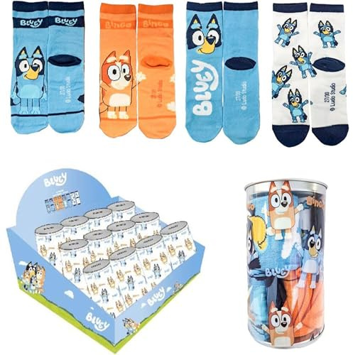 CERDÁ LIFE'S LITTLE MOMENTS Pack Calcetines Bluey Diseño Cómodo Y Seguro | Calcetines Bluey Cómodos Para Niños Pack Calcetines Bluey Unisex niños (Pack de 4)