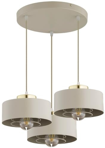 KAR LIGHTING Pendelleuchte 3-flammig aus Metall in Beige, höhenverstellbar | E27 Fassung | LED geeignet | Hängelampe für Wohnzimmer, Esszimmer, Küche, Büro oder Schlafzimmer
