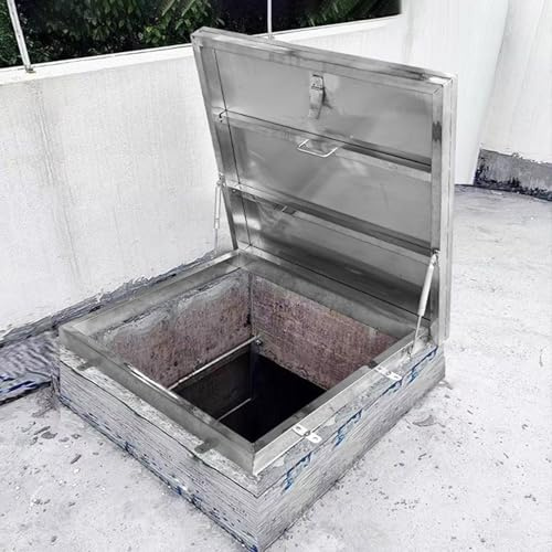 Trampilla de acero inoxidable 304 para techo, personalizable para techos de mantenimiento, puerta de acceso de emergencia para áticos, tapa de pozo y cubierta de sótano (65 x 50 cm/25,6 x 19,7 pulgad