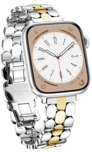 V.R.HOPE Metallarmband Kompatibel mit Apple Watch Armband 40mm 41mm 38mm 42mm 44mm 45mm 46mm 49mm, Edelstahl Luxus Business Damen Armband für iWatch Ultra/SE Series 11 10 9 8 7 6 5 4 3 2 1