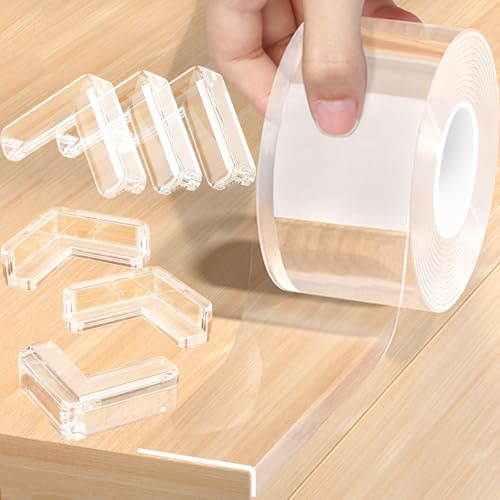 Clear Soft Corner Protectors for Furniture Strip,2 in x 13.12 FT Edge Bumper with 6 Corner Guards,Window Edge,Wall Protector,Table Corner Protectors and Fireplace in Family