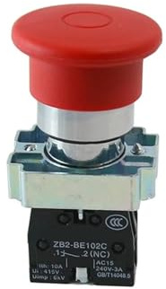 Interruptores de botón pulsador de parada de emergencia con cabeza de hongo de 40 mm, señal roja XB2BT42C, normalmente cerrados, con autobloqueo y pulsador de empuje y tracción NC