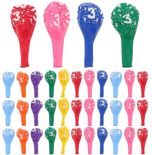 HEMOTON 100 Piezas Globos de Cumpleaños Infantiles Globos Número Inflables Redondos de Látex para Fiestas de Años Aniversarios y Celebraciones Interiores
