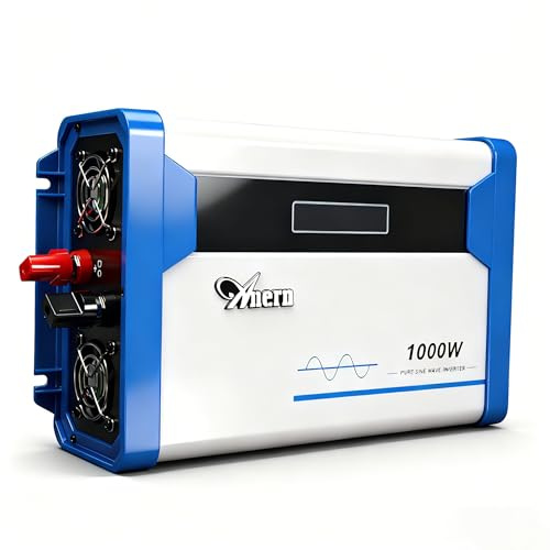 Anern 1000W Reiner Sinus Spannungswandler 12V auf 230V KFZ Wechselrichter Power Solar Inverter DC AC Umwandle Pure Sine Wave für Fahrzeuge Auto Wohnmobil Haushaltsgeräten