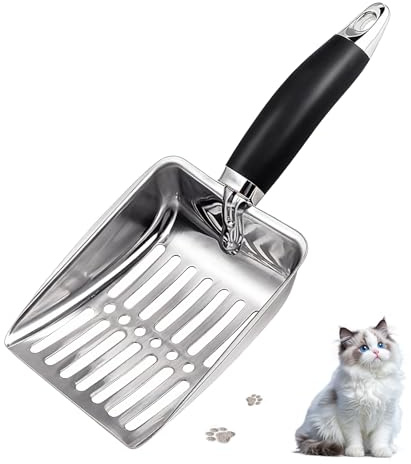 soodyoow Paletta per Lettiera Gatto, Paletta per lettiera per Gatti in Acciaio Inox, Paletta Lettiera Gatto, Robusta Paletta in Rete, Facile da Pulire, Adatta per Lettiera per Gatti, Nero
