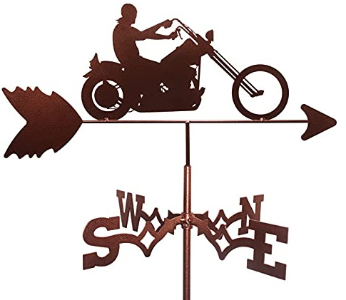 OIFAODAO, Girouette de Moto en Fonte, Montage sur Le Toit, indicateur Direction du Vent, scène Ferme extérieure, Piquet Jardin for, Patio, Cour, décoration d'ornement,Girouette