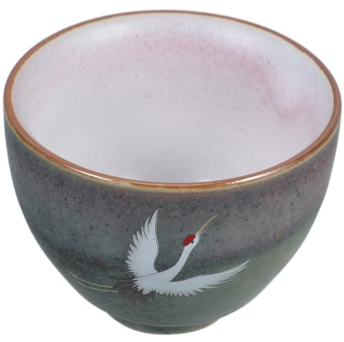 SUPVOX Taza de Té de Cerámica Esmaltada Efecto Horno, Tamaño Pequeño, Color Tornasolado Diseño de Grulla, Adecuado para Té Kung Fu y Uso Portátil en Picnics y Viajes