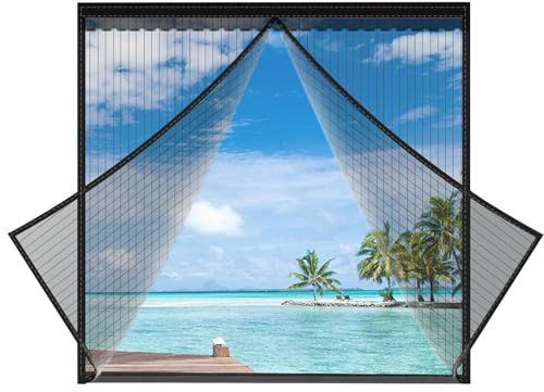 120x130cm Fliegengitter Fenster Magnet, Fliegengitter Fenster Ohne Bohren, Moskitonetz Fenster, Stärkere Magneten, Automatisches Schließen, Insektenschutz Fenster Magnet für Fenster