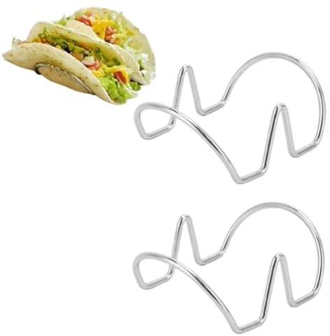 Taco Soporte, 2 piezas de taco Restaurante de acero inoxidable Restaurante de panqueques mexicanos para hornear lavavajillas y seguridad de microondas