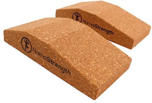 NamaStrength Cork Yoga Wedge Block - Non-Slip Wrist Support, Set of 2