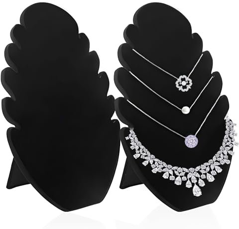 Aipaide 2PCS Black Velvet Jewelry Stand Jewelry Easel Hanging Jewellery Tower Pendant Holder With 5 Notches for Chains, Bracelets Hanging Jewelry Storage (8 x 11 x 0.6 Inches)