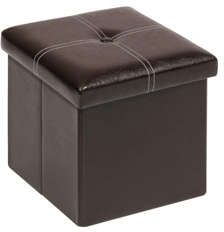 Bonlife Sitzhocker mit Stauraum, klappbare Hocker Klein, Für Schlafzimmer, Wohnzimmer, Flur, 30x30x30cm, Braun