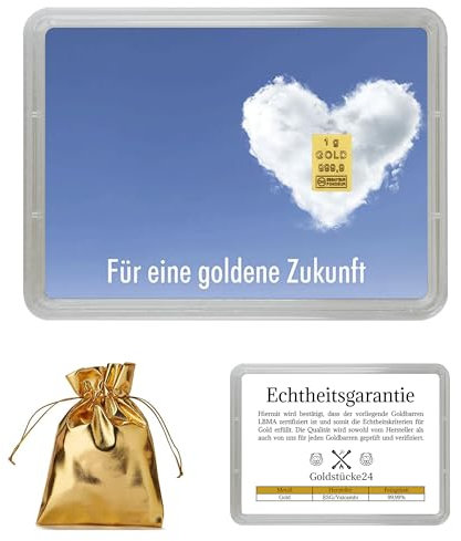 Generisch Goldbarren 1g – Geschenk Motivbox “Goldene Zukunft” – ESG Valcambi - Feingold 999,9 (1g Gold)