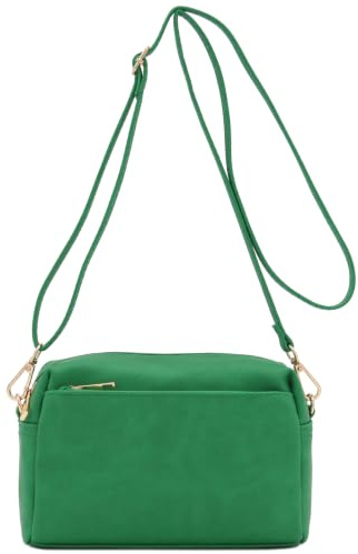 FashionPuzzle trippel dragkedja liten axelremsväska, 53% nylon/42% polyester/5% spandex, One Size, Crossbody väska